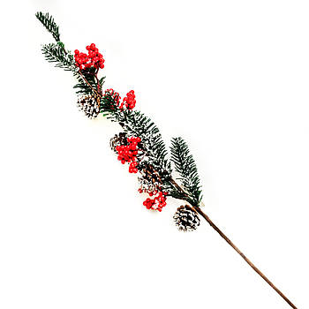 Гілка з ягодою і шишками (Новий рік) 67 см