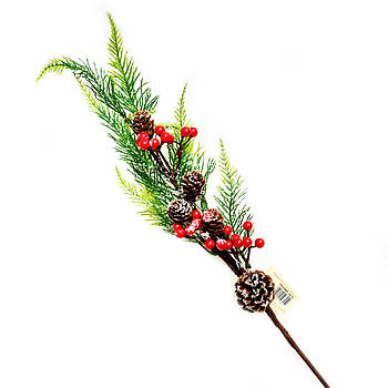 Гілка з ягодою і шишками (Новий рік) 67 см
