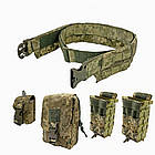 Тактичний подвійний пояс Molle Cordura 500D PU з IRR просоченням + 4 підсумка Піксель, фото 7