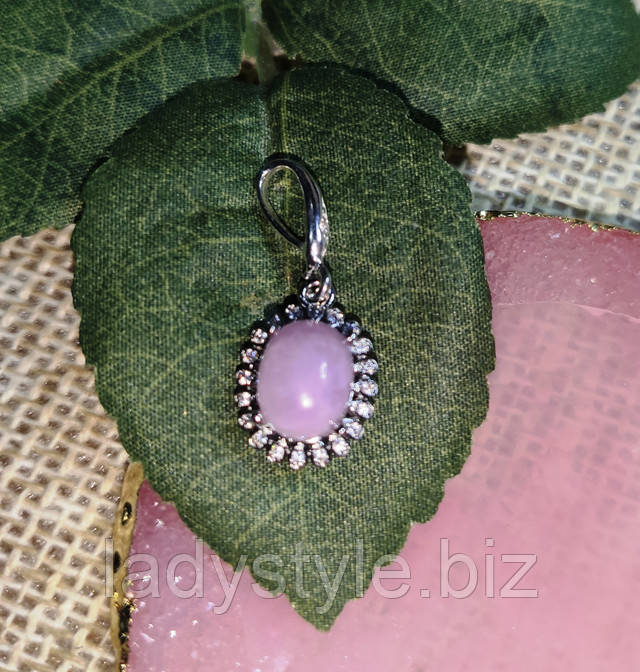 кулон с натуральным кунцитом от студии LadyStyle.Biz кулон подвеска кунцит серебряные с кианитом украшения малахіт натуральный сонячний камінь