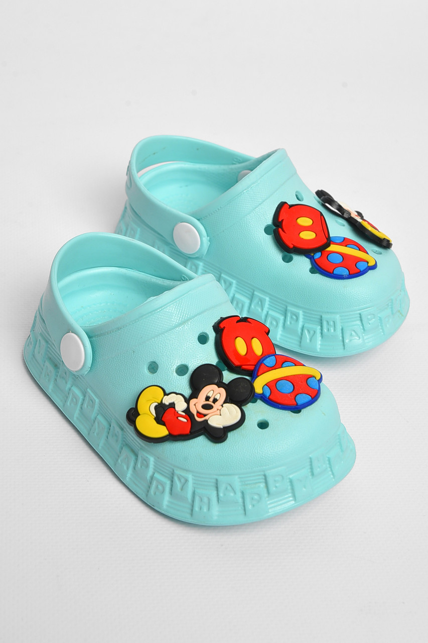 Крокси дитячі бірюзового кольору з прикрасами 183844T Безкоштовна доставка, фото 1
