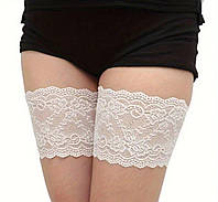 Бандалетки стрічки на стегна проти натирання мереживні білий XL