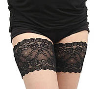 Бандалетки стрічки на стегна проти натирання мереживні чорний XL
