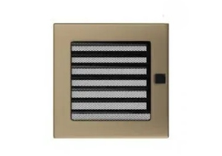 Вентиляційна решітка для каміна Kratki 17х17 см золота гальванізована c жалюзі 17ZGX
