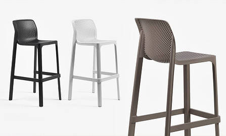 Стілець високий пластиковий Nardi Net Stool Mini бежевий, фото 3