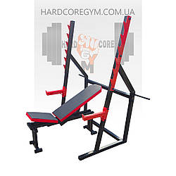 Лавка регульована до 90 градусів та 300 кг, стійки під штангу з страховкою (до 300 кг)