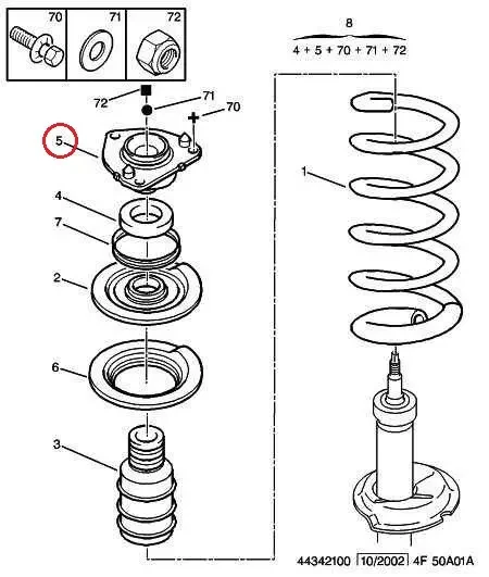 Опора переднього амортизатора права Fiat Ducato 244, Peugeot Boxer, Citroen Jumper (02-06), 1345896080, 503828, фото 1