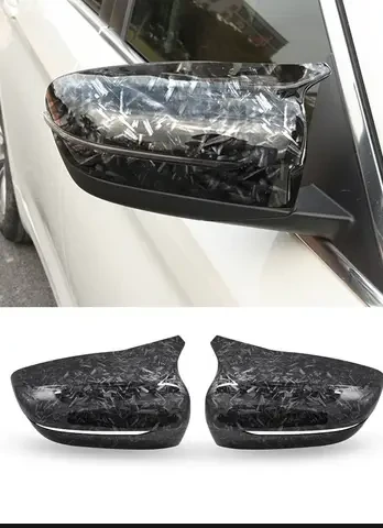 Накладки дзеркал карбон рiзаний BMW 3 4 5 7 серії G20 G21 G28 G22 G11 G12 M4 G30 G38 12- рваний карбон, фото 1
