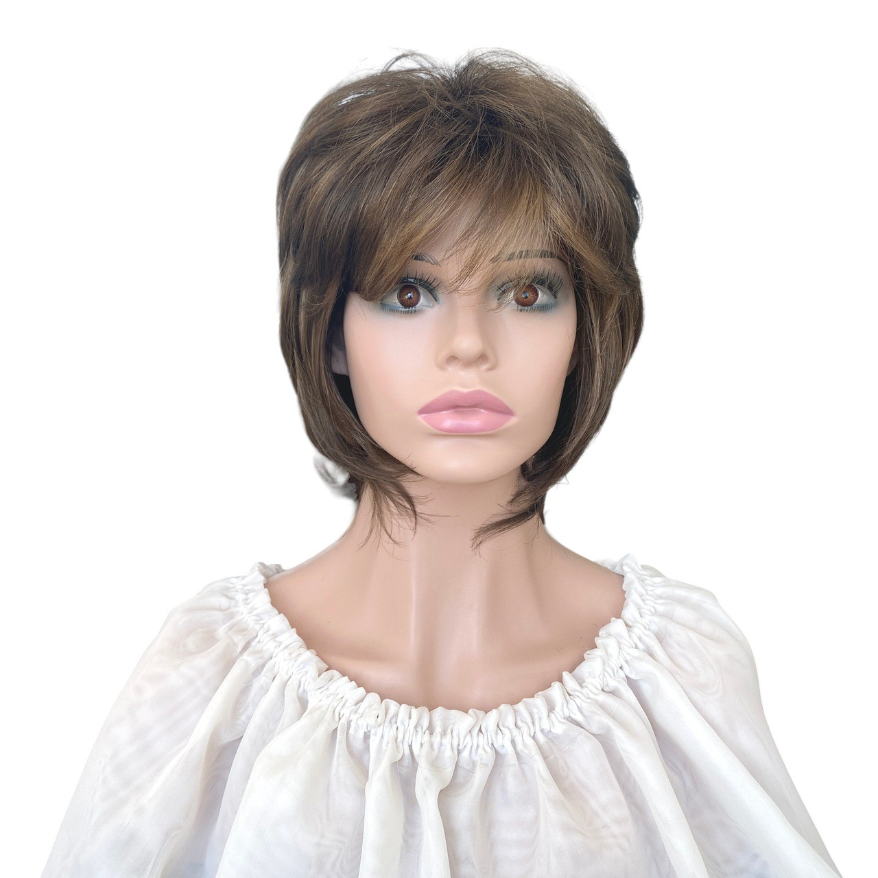 Перука темно-русява з меліруванням коротка коротка стрижка жіноча для жінок 1943а-RM73, фото 1