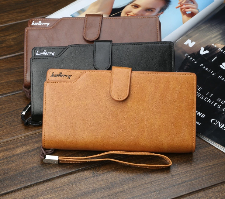 Стильный кошелек мужской классический baellerry yellow brown