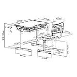 Парта та стільчик для дитини FunDesk Piccolino 664 x 474 x 540-760 мм Grey, фото 5