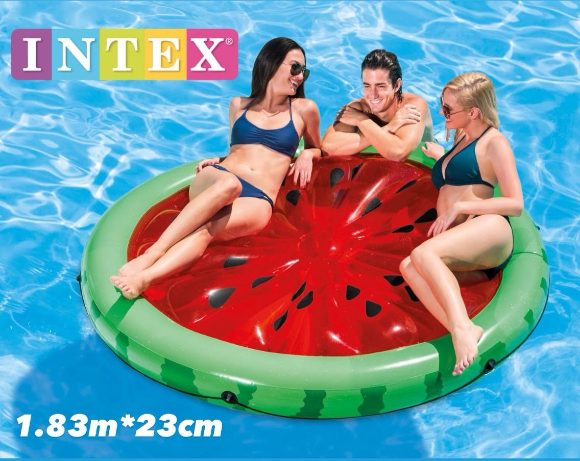 Дитячий надувний плотик для катання Intex 56283 «Кавун», 183-25см, до 200кг