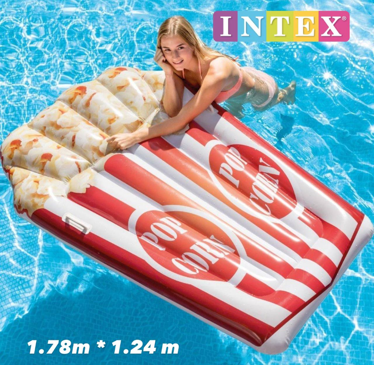 Дитячий надувний плотик для катання Intex 58779 «Попкорн»,168-107-21см з ручками, фото 1