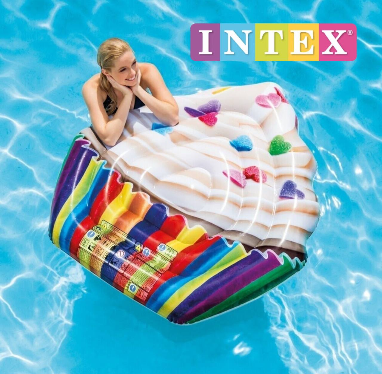 Дитячий надувний плотик для катання Intex 58770 «Ванільний кекс», 132-127-23см