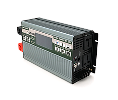 Інвертор напруги з двома розетками та usb 12 220v 1000 вт перетворювач напруги чиста синусоїда Demuda