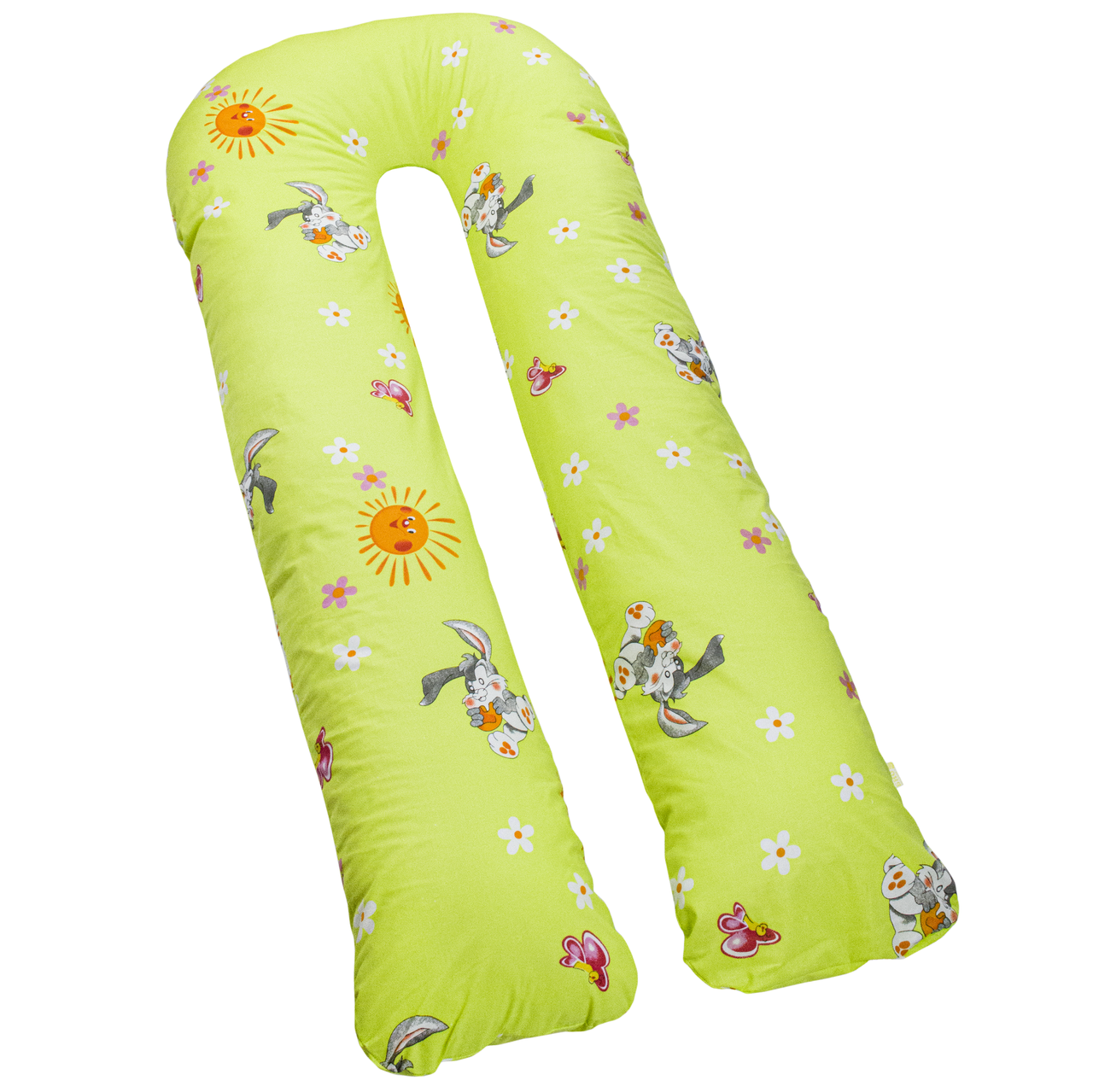 Подушка для вагітних і годування U-maxi 140х72 см Зайченята на салатовому, фото 1