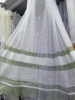 Коротка тюль, колір зелений. Висота 1,8 м., фото 1