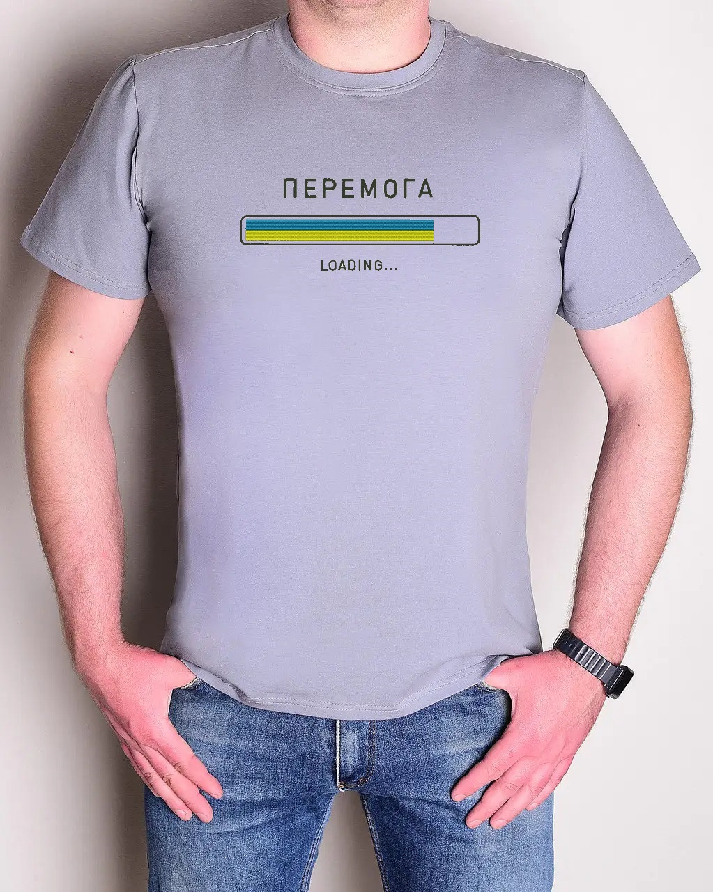 Футболка з вишивкою р.46-56 "Перемога" сіра