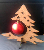 Новорічна Ялинка з МДФ ☆ Червона іграшка ☆ Новий Рік