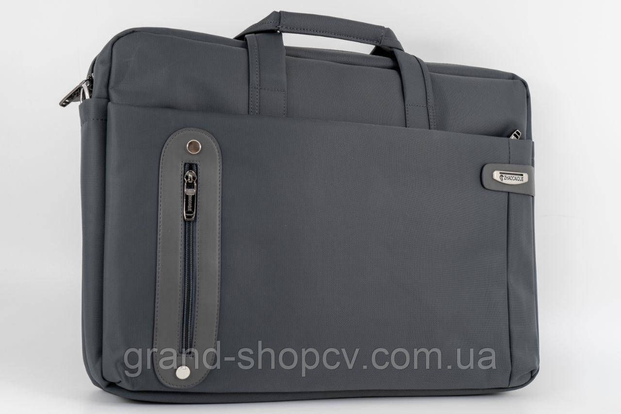 Сумка для ноутбука 17 дюймів сіра з кріпленням на валізу, фото 1