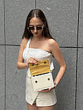 Жіноча сумка крос-боді на широкому ремінці жовта, фото 9