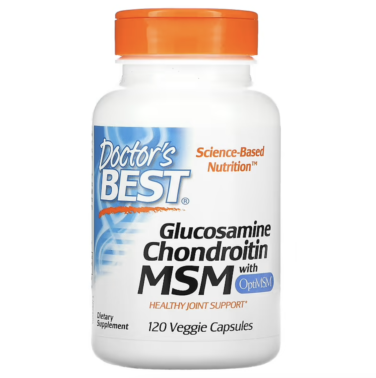 Doctor's Best, глюкозамін, хондроїтин та МСМ з OptiMSM, 120 рослинних капсул