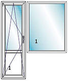 Балконний блок, висота вікна: 1400, висота дверей: 2150, ширина загальна: 2070, фото 3