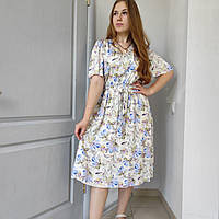 Сукня J.LONDON віскоза короткий рукав принт квіти 48 біла