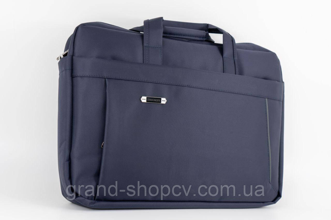 Містка синя сумка через плече для ноутбука 17" та документів, фото 1
