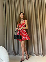 Літня сукня флора універсальна по фігурі з відкритою спиною у червоному та блакитному кольорах