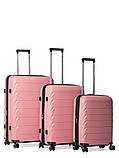 Набір валіз Франція (L M S-3шт) поліпропілен пудра/Snowball 33603, фото 2