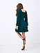 Модне молодіжне коктейльне кроротке плаття з довгими рукавами, темно-зелене, фото 6