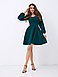 Модне молодіжне коктейльне кроротке плаття з довгими рукавами, темно-зелене, фото 3