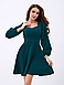 Модне молодіжне коктейльне кроротке плаття з довгими рукавами, темно-зелене, фото 5