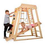 Спортивний комплекс вуличний дитячий Акварелька-outdoor 3 дерев'яний ігровий із гіркою, фото 5