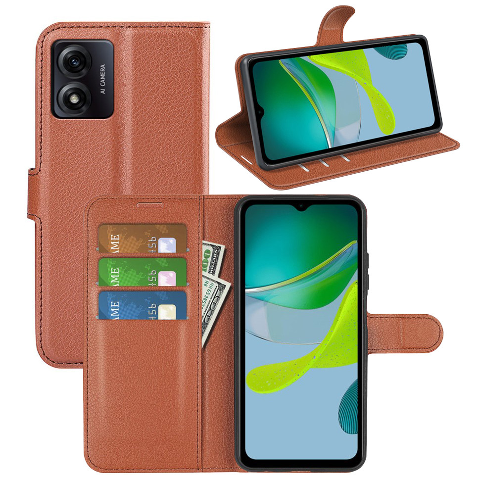 Чохол-книжка Litchie Wallet для Motorola E13 Brown