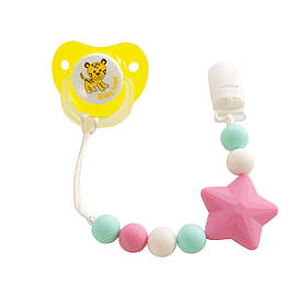 Ланцюжок для пустушки силіконовий 0+ Baby Тeam Рожевий