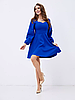 Красиве нарядне коротке плаття з довгими рукавами, синє, фото 5