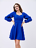 Красиве нарядне коротке плаття з довгими рукавами, синє, фото 3