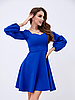 Красиве нарядне коротке плаття з довгими рукавами, синє, фото 2