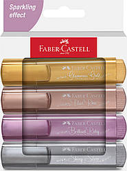 Набір маркерів текстовиділювачів Faber-Castell Highlighters Metallic Colors, 4 маркера металіка, 254674