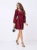 Красиве нарядне коротке плаття з довгими рукавами, бордове, фото 5