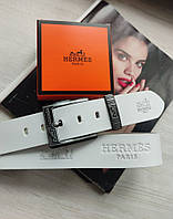 Шкіряний ремінь для джинсів Hermes білий