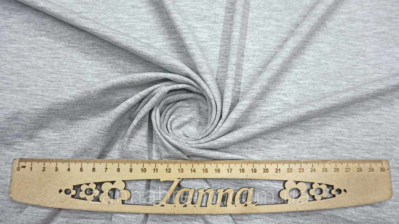 Тканина стрейч-кулір (Супрем) колір світло-сірий меланж (щільність 190 г/м2), фото 1