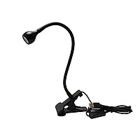 UV/LED – лампа фонарик для сушіння нігтів на прищіпці, з USB кабелем, Чорна