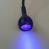 UV/LED – лампа фонарик для сушіння нігтів на прищіпці, з USB кабелем, Чорна, фото 4