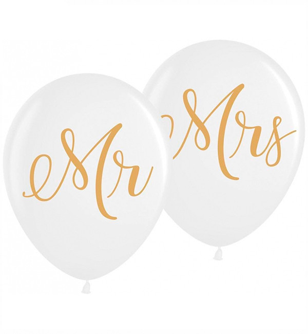 Повітряні кульки "Mr&Mrs" (10 шт.), Ø 30 см., Польща