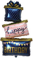 Фольгована кулька фігура КНР (60х124 см) Повітряні подарунки "Happy Birthday"
