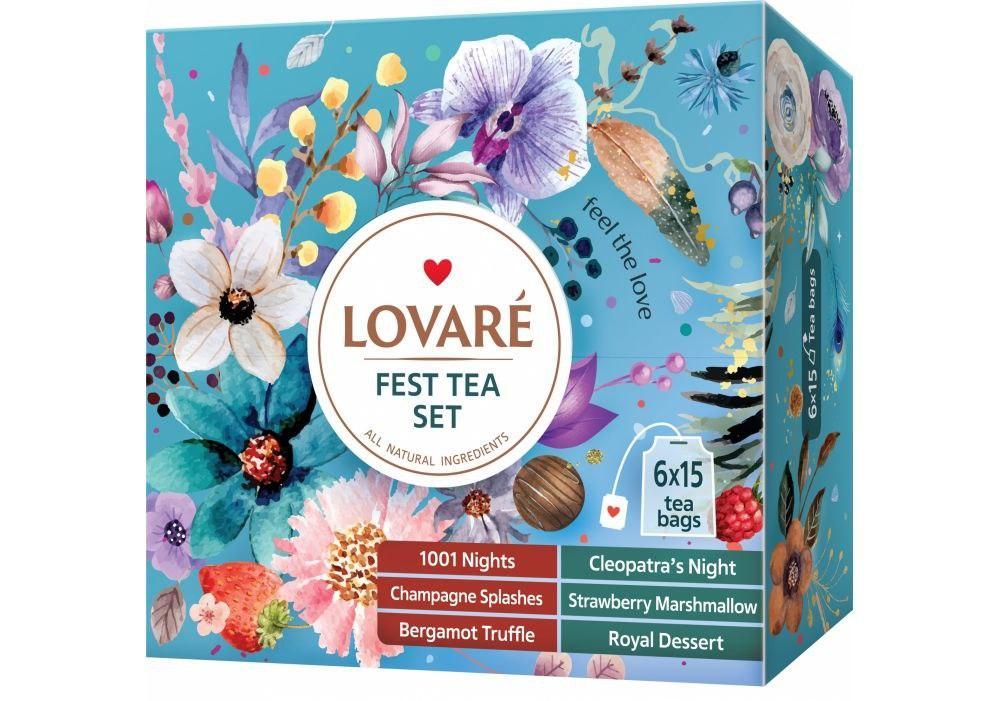 Колекція пакетованого чаю Lovare "Fest Tea Set" 90 пакетів асорті - 6 видів по 15 шт (Ловаре)