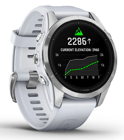 Смарт-годинник Garmin EPIX Pro (42 mm), Silver with whitestone silicone band, фото 1
